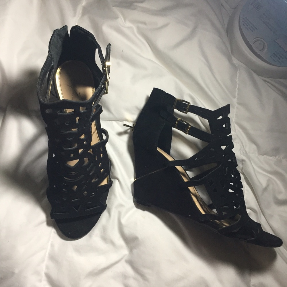 Beautiful Black Velvet Wedges